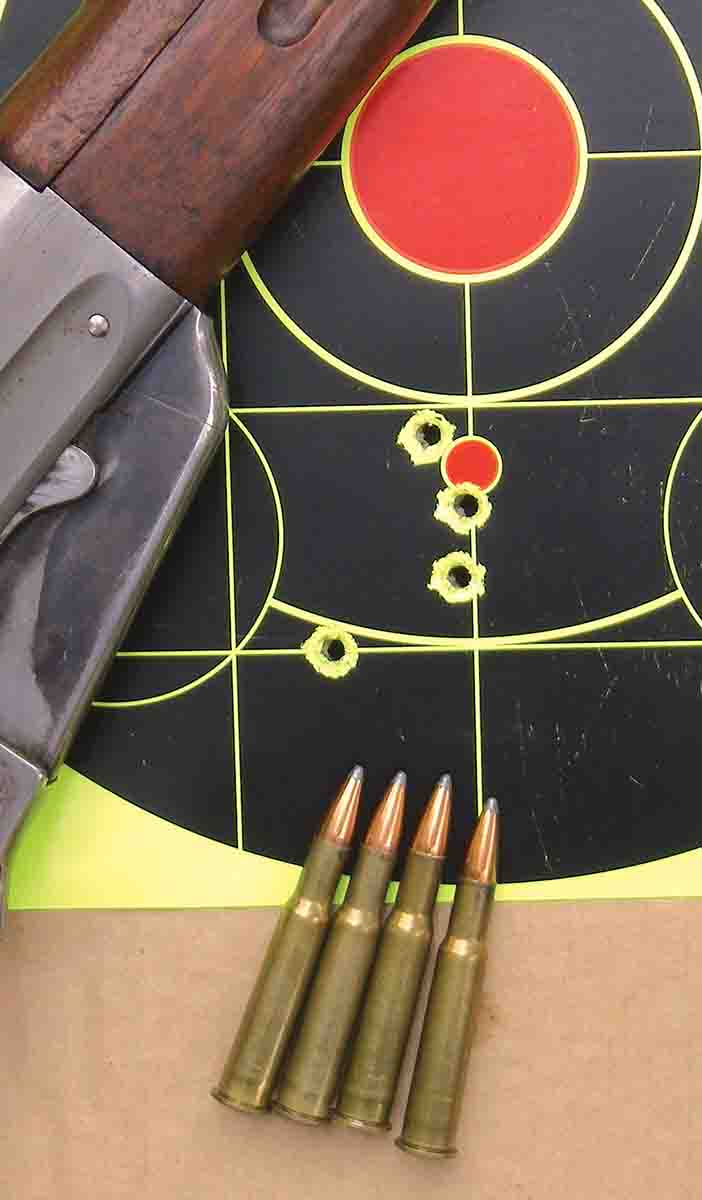Loads fired from Joe Pearce’s 1895 grouped around 1.5 inches at 100 yards, and select four-shot strings provided near one-inch groups.
